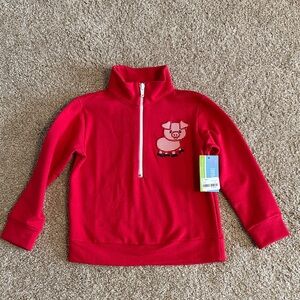 Red Kids Pullover with Pig Design